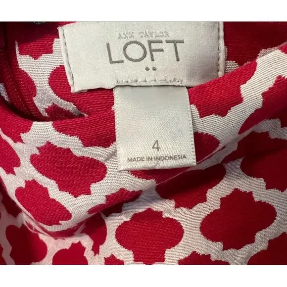 Loft Preppy Chic Red White Geometric Print A-Line Mini Skirt, Lined,  Size 4 - Picture 8 of 15